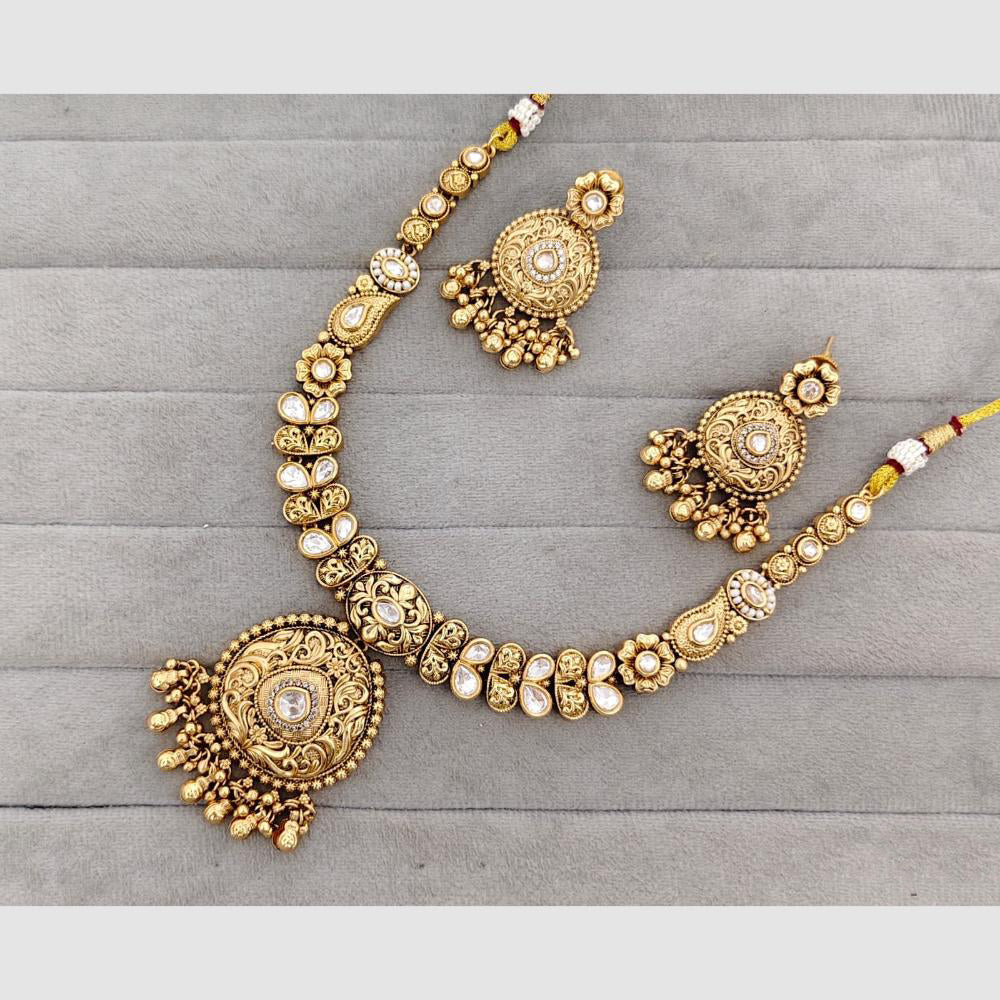 Rajwadi Collection Glam Pota Stone Beads And Pearl Designer Necklace Set