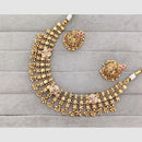 Rajwadi Collection Pota Stone And Pearl Meenakari Statement Necklace Set