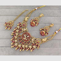 Rajwadi Collection Glam Pota Stone  And Pearl Traditional Designer Necklace Set