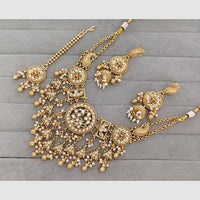 Rajwadi Collection Glam Pota Stone  And Pearl Traditional Designer Necklace Set