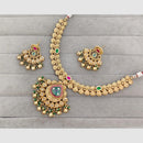Rajwadi Collection Glam Pota Stone Beads And Pearl Designer Necklace Set