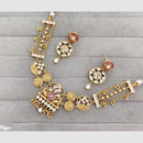 Rajwadi Collection Glam Pota Stone Beads And Pearl  Designer Necklace Set