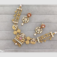 Rajwadi Collection Glam Pota Stone Beads And Pearl  Designer Necklace Set