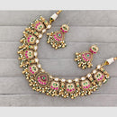 Rajwadi Collection Glam Pota Stone Beads And Pearl Designer Necklace Set