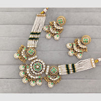 Rajwadi Collection Glam Pota Stone Beads And Pearl Designer Necklace Set