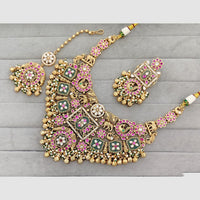 Rajwadi Collection Glam Pota Stone Beads And Pearl Elephent Design Necklace Set