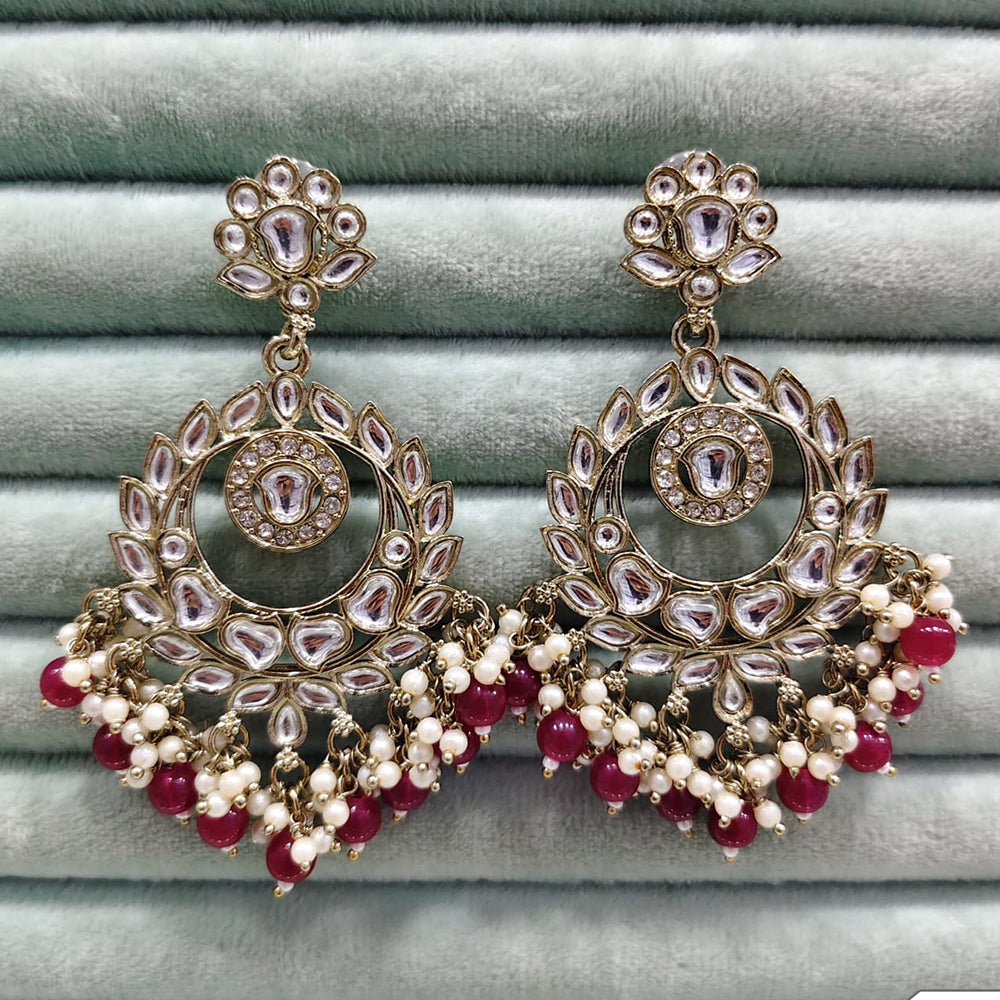 Rajwadi Collection Traditional Kundan Stone Pearl And Beads Dangler Earrings