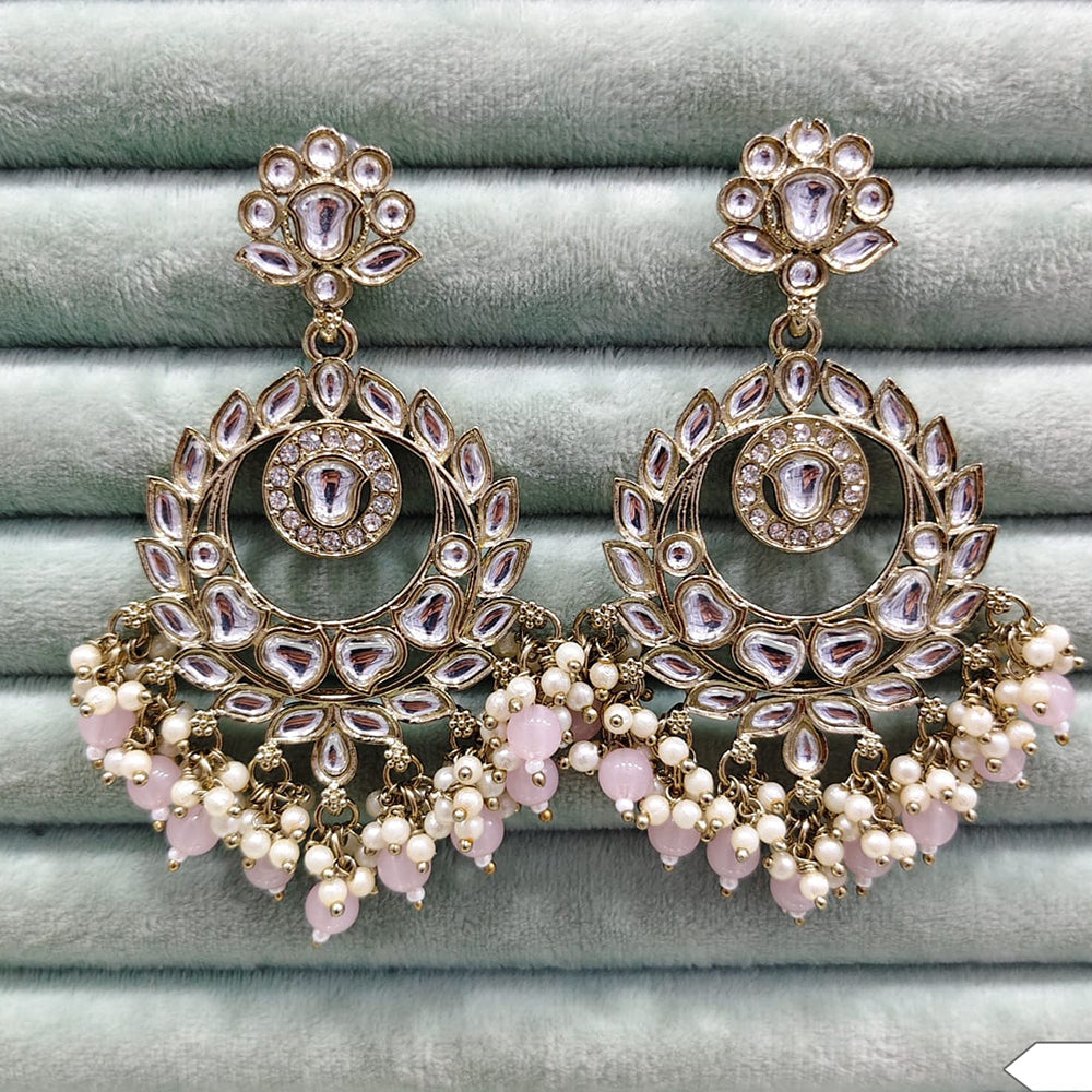 Rajwadi Collection Traditional Kundan Stone Pearl And Beads Dangler Earrings