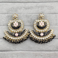 Rajwadi Collection Traditional Kundan Stone And Pearl  Meenakari Dangler Earrings