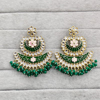 Rajwadi Collection Traditional Kundan Stone And Pearl  Meenakari Dangler Earrings