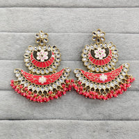 Rajwadi Collection Traditional Kundan Stone And Pearl  Meenakari Dangler Earrings