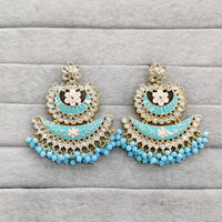 Rajwadi Collection Traditional Kundan Stone And Pearl  Meenakari Dangler Earrings