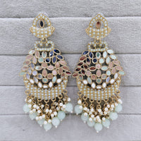 Rajwadi Collection Traditional Mirror Work Pearl Dangler Earrings for Women