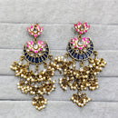 Rajwadi Collection Traditional Crystal Stone And Pearl  Meenakari Dangler Earrings