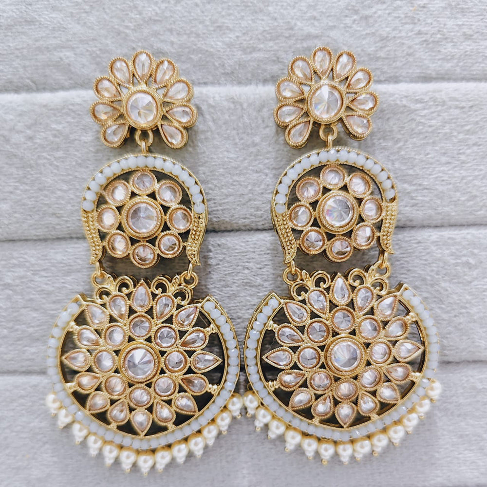 Rajwadi Collection Royal Crystal Stone And Pearl Designer Dangler Earrings