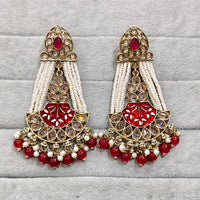 Rajwadi Collection Traditional Crystal Stone And Pearl  Meenakari Dangler Earrings