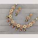Rajwadi Collection Kundan Stone And Meenakari Gold Plated Necklace Set