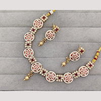 Rajwadi Collection Kundan Stone And Meenakari Gold Plated Necklace Set