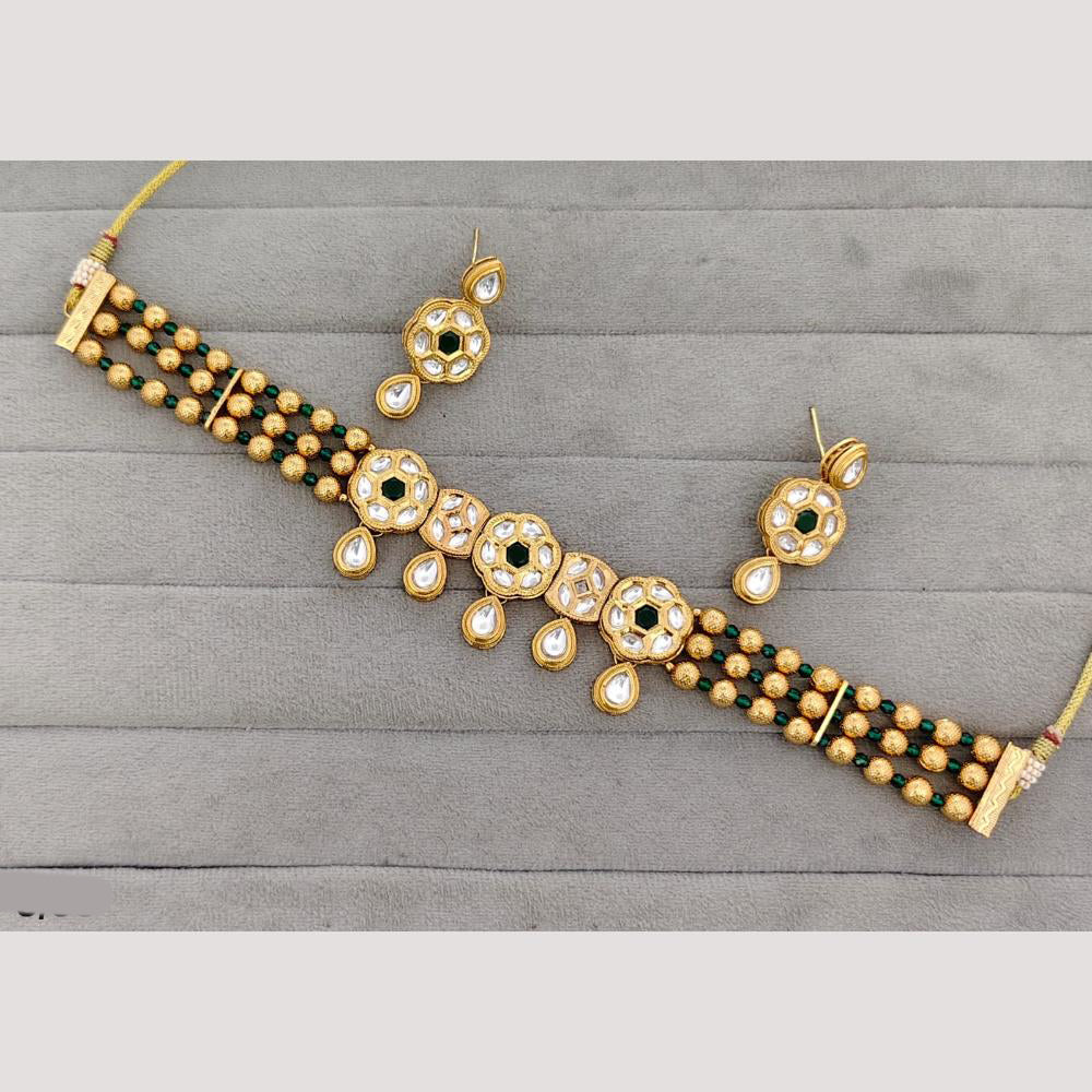 Rajwadi Collection Kundan And Austrian Stone Gold Plated Necklace Set