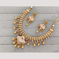 Rajwadi Collection Pota Stone Gold Plated Necklace Set