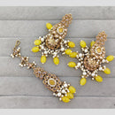 Rajwadi Collection Royal Crystal Stone And Pearl Designer Jhumki Earrings With Maangtikka