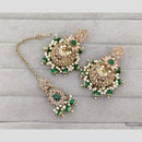 Rajwadi Collection Royal Crystal Stone And Pearl Designer Jhumki Earrings With Maangtikka