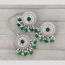 Rajwadi Collection Royal Crystal Stone And Pearl Designer Dangler Earrings With Maangtikka