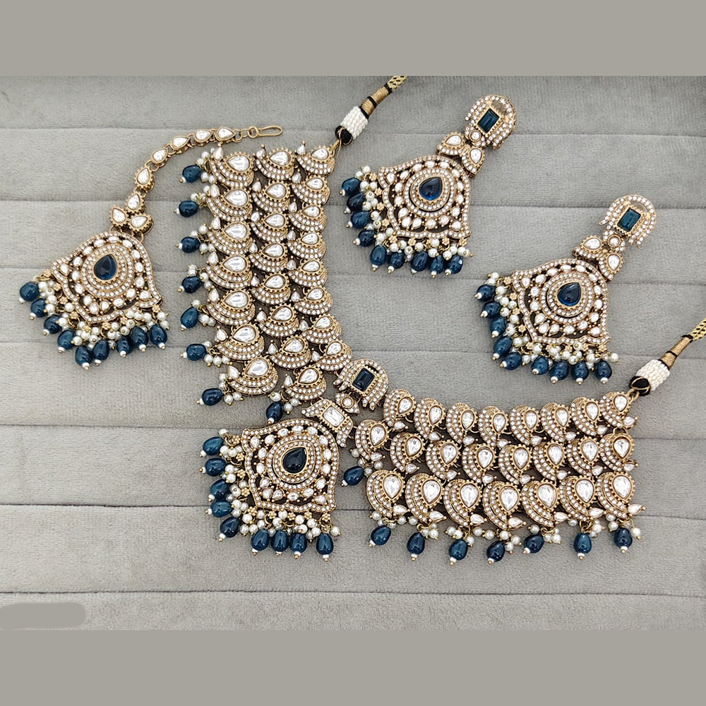 Rajwadi Collection Traditional Pota Stone Beaded Necklace Set