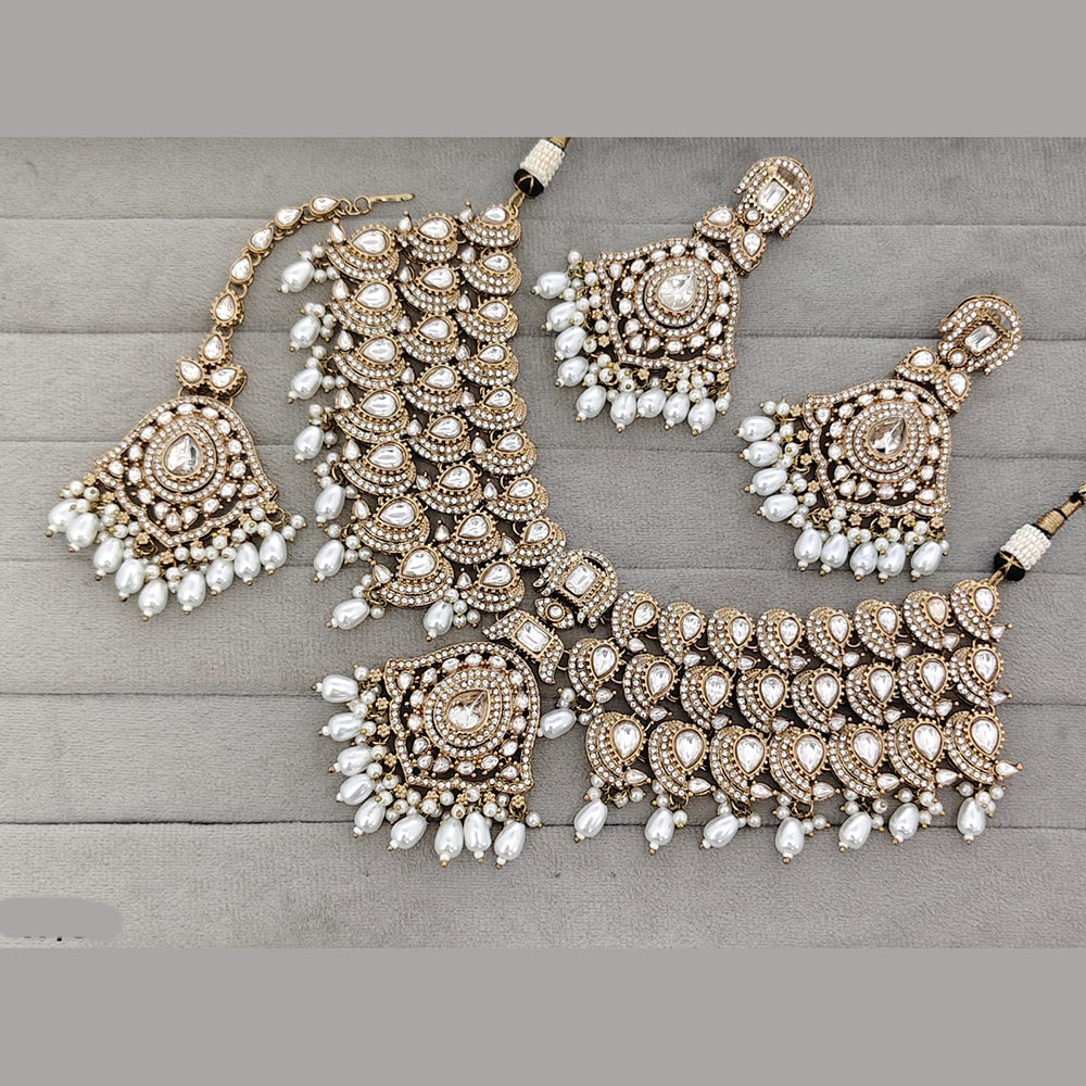 Rajwadi Collection Traditional Pota Stone Beaded Necklace Set