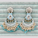 Rajwadi Collection Elegant Kundan Stone and Pearl  Meenakari Dangler Earrings