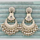 Rajwadi Collection Elegant Kundan Stone and Pearl  Meenakari Dangler Earrings