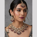 Rajwadi Collection Glam Pota Stone Beads And Pearl Traditional Choker Necklace Set