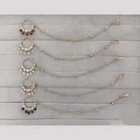 Rajwadi Collection Delicate Crystal Stone And Pearl Nose Ring