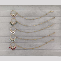 Rajwadi Collection Delicate Crystal Stone And Pearl Nose Ring
