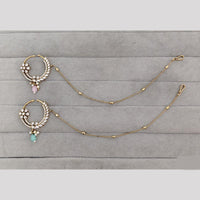 Rajwadi Collection Delicate Crystal Stone And Pearl Nose Ring