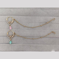 Rajwadi Collection Delicate Crystal Stone And Pearl Nose Ring