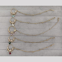 Rajwadi Collection Delicate Crystal Stone And Pearl Nose Ring