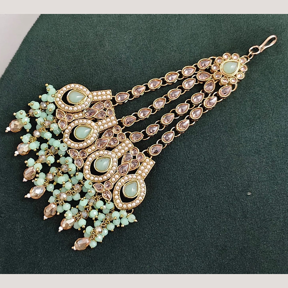 Rajwadi Collection Designer Crystal Stone And Pearl Bridal Passa for Women