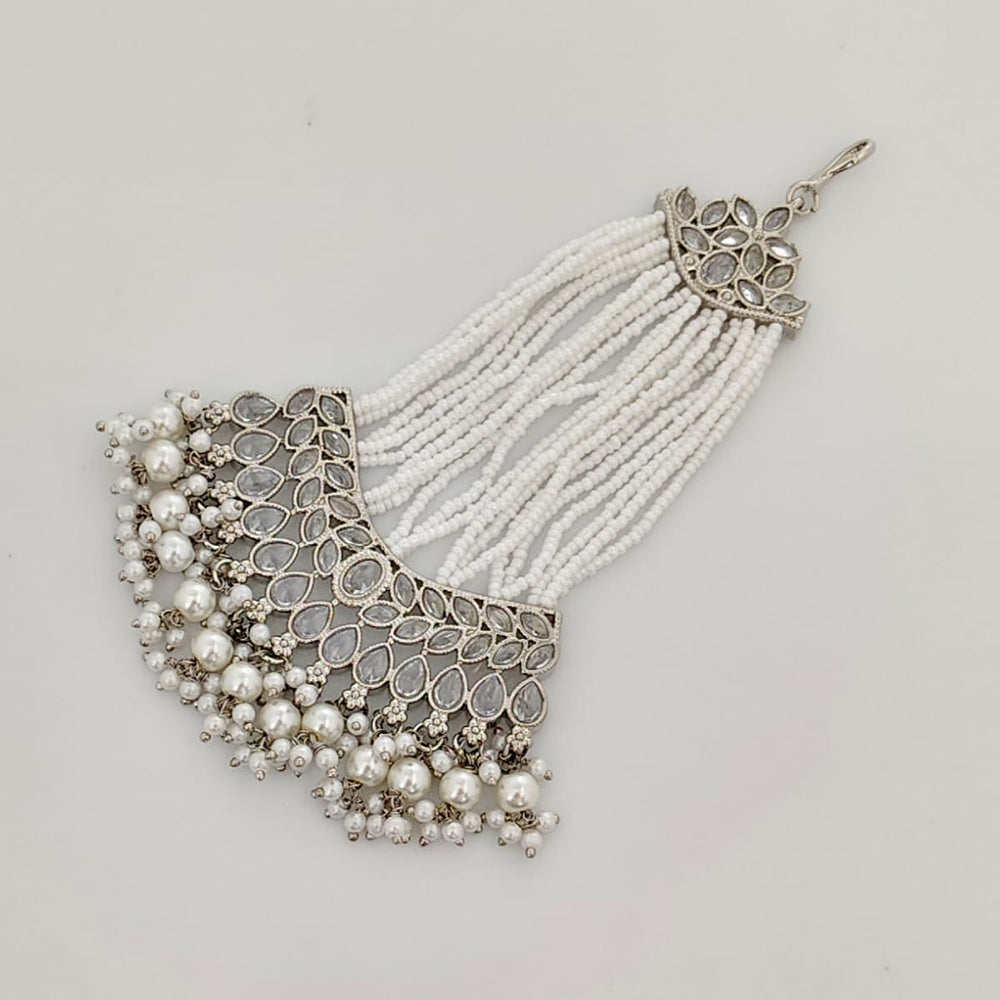 Rajwadi Collection Designer Crystal Stone And Pearl Bridal Passa for Women