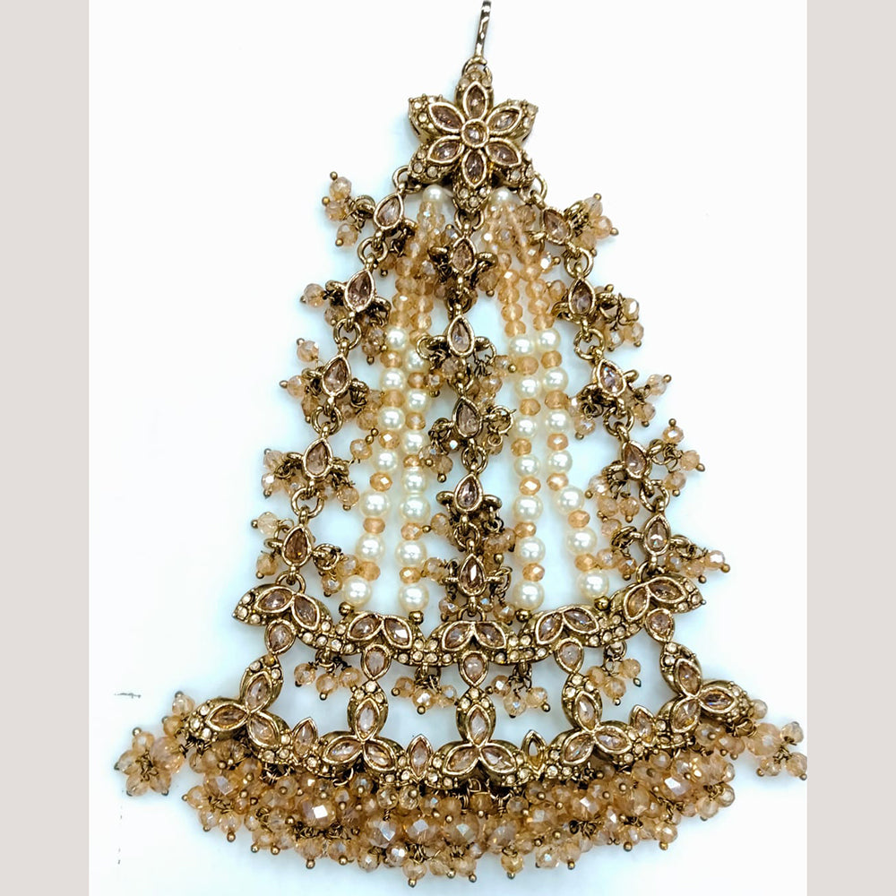 Rajwadi Collection Designer Crystal Stone And Pearl Bridal Passa for Women