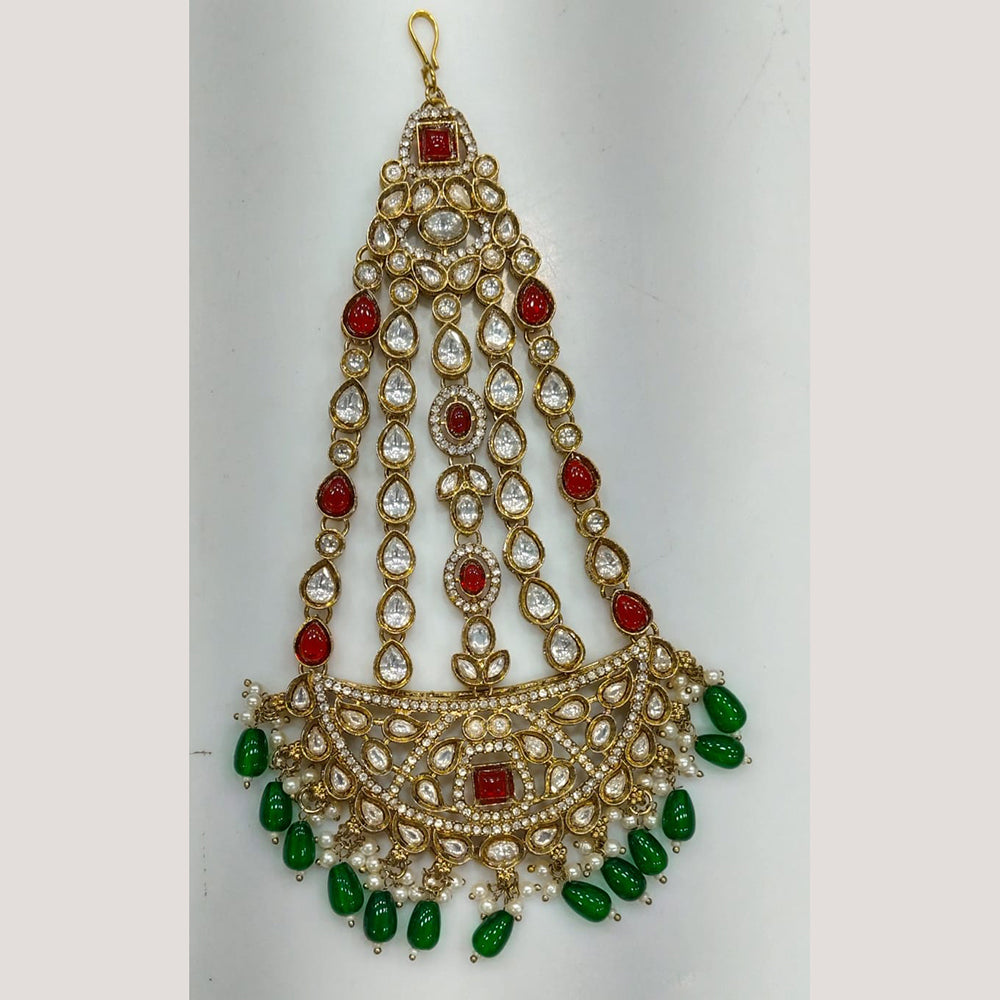 Rajwadi Collection Designer Crystal Stone And Pearl Bridal Passa for Women