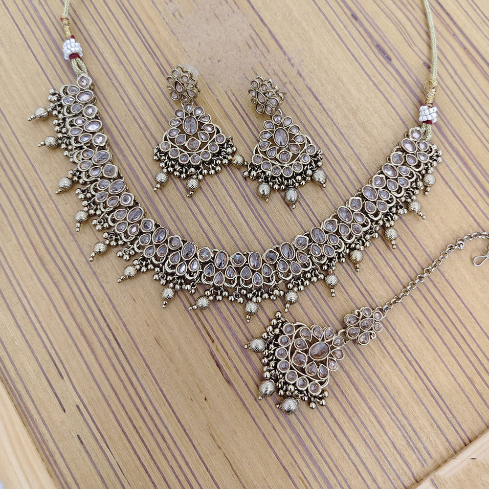 Rajwadi Collection Crystal Stone And Pearl Designer Necklace Set for Women