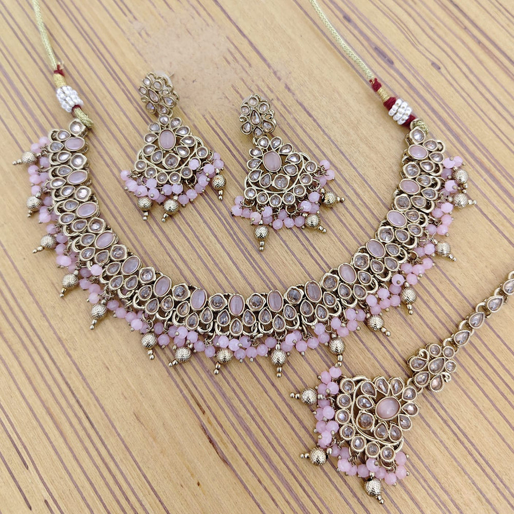 Rajwadi Collection Crystal Stone And Pearl Designer Necklace Set for Women