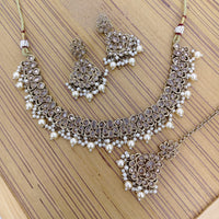 Rajwadi Collection Crystal Stone And Pearl Designer Necklace Set for Women