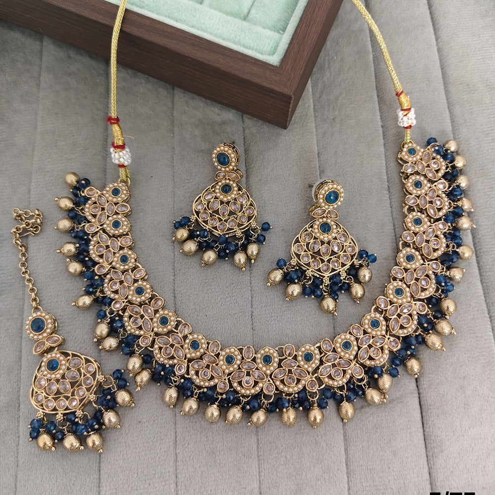 Rajwadi Collection Crystal Stone And Pearl Designer Necklace Set for Women