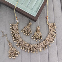 Rajwadi Collection Crystal Stone And Pearl Designer Necklace Set for Women