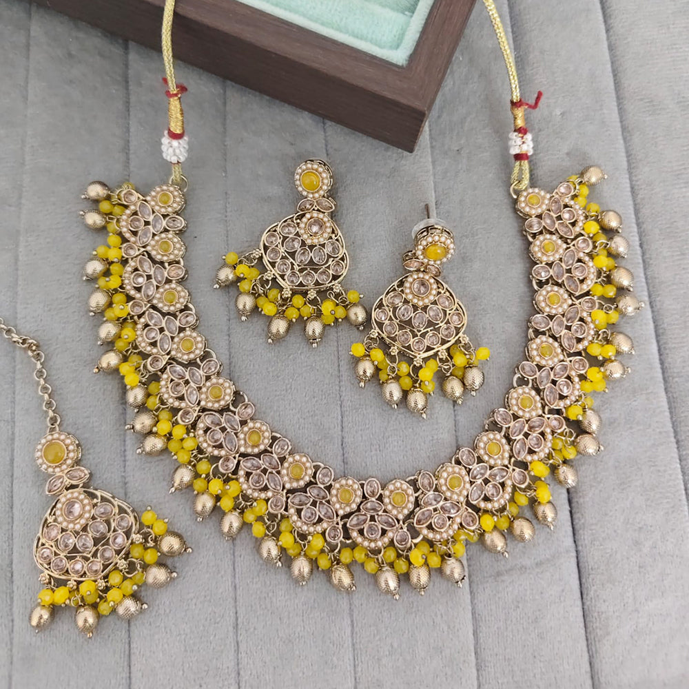 Rajwadi Collection Crystal Stone And Pearl Designer Necklace Set for Women