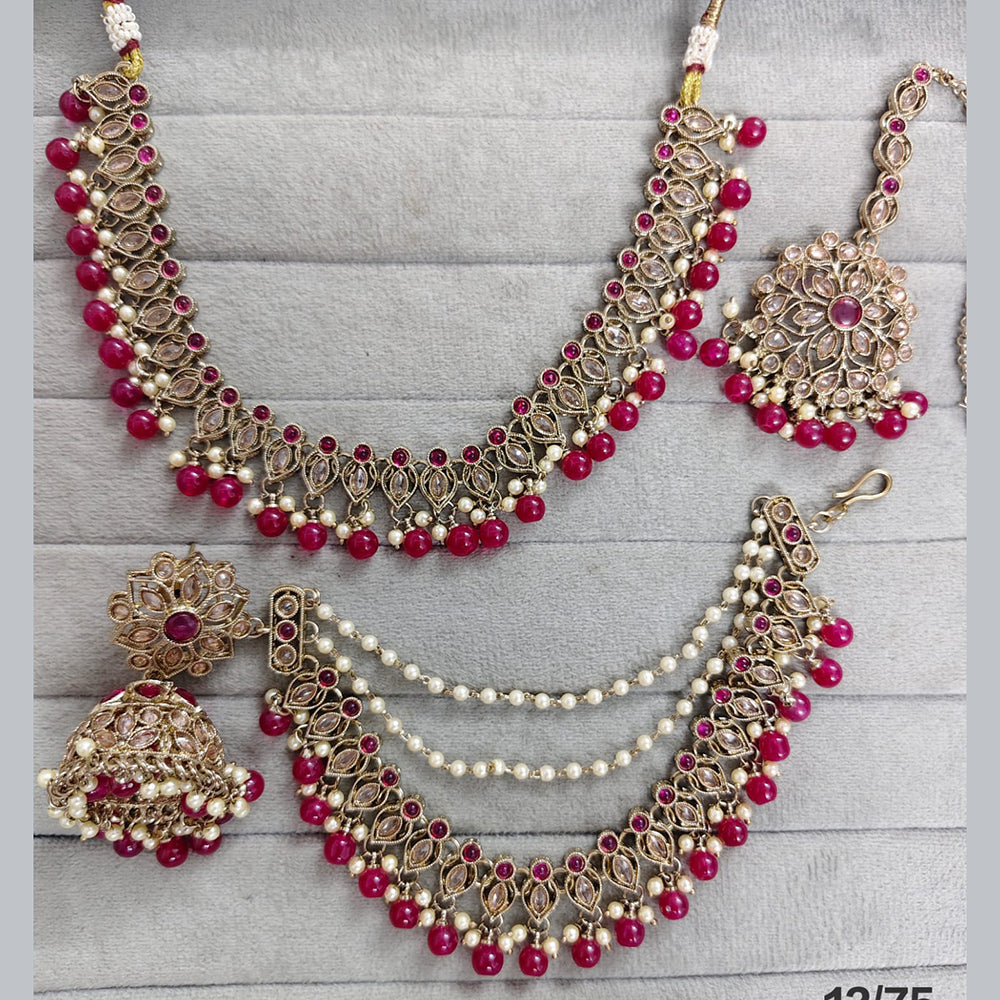 Rajwadi Collection Crystal Stone And Pearl Designer Necklace Set for Women