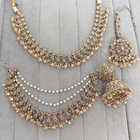 Rajwadi Collection Crystal Stone And Pearl Designer Necklace Set for Women