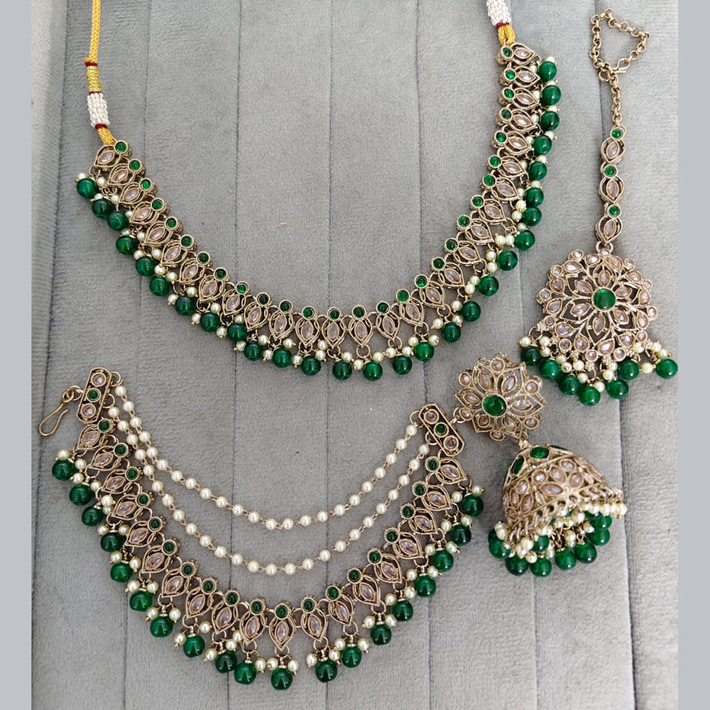 Rajwadi Collection Crystal Stone And Pearl Designer Necklace Set for Women